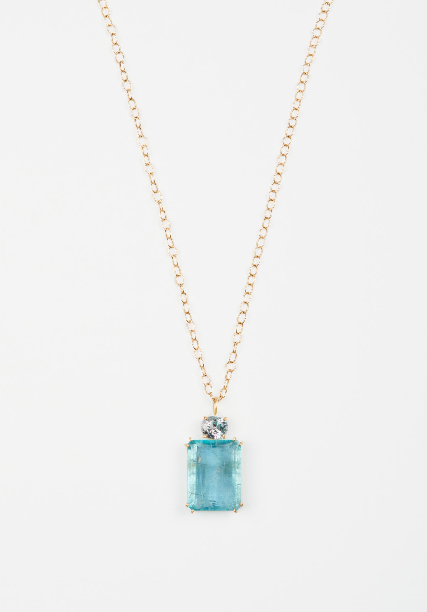 Aquamarine Pendant on Handmade Gold Chain