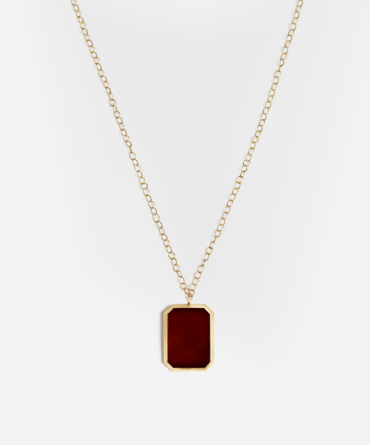 Carnelian Pendant on Link Chain