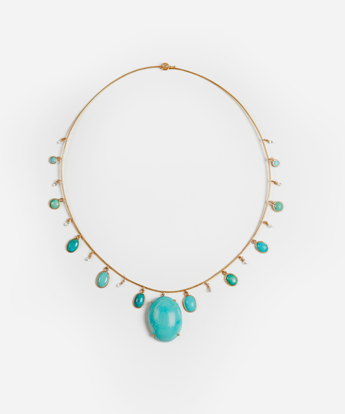 Gold Choker with Turquoise and Diamond Briolettes
