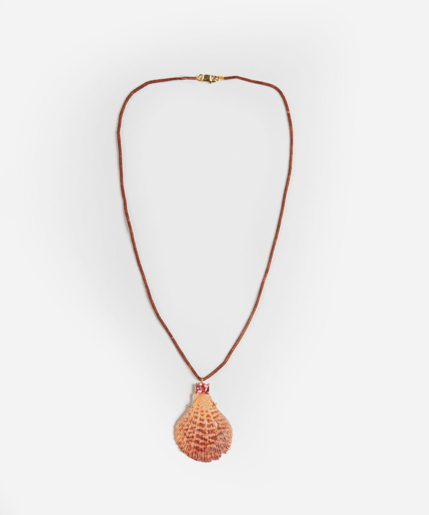 Brown Jade Beads with Spinel and Shell