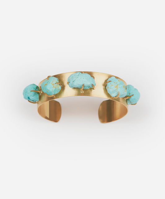 Gold and Turquoise Nugget Cuff