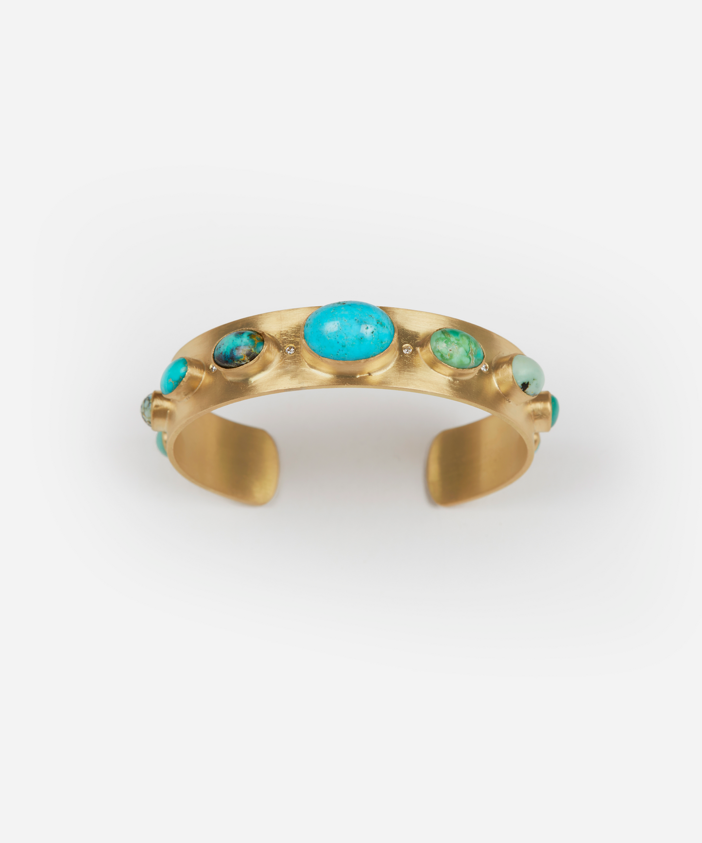 Gold Cuff with Turquoise, Variscite and Diamonds