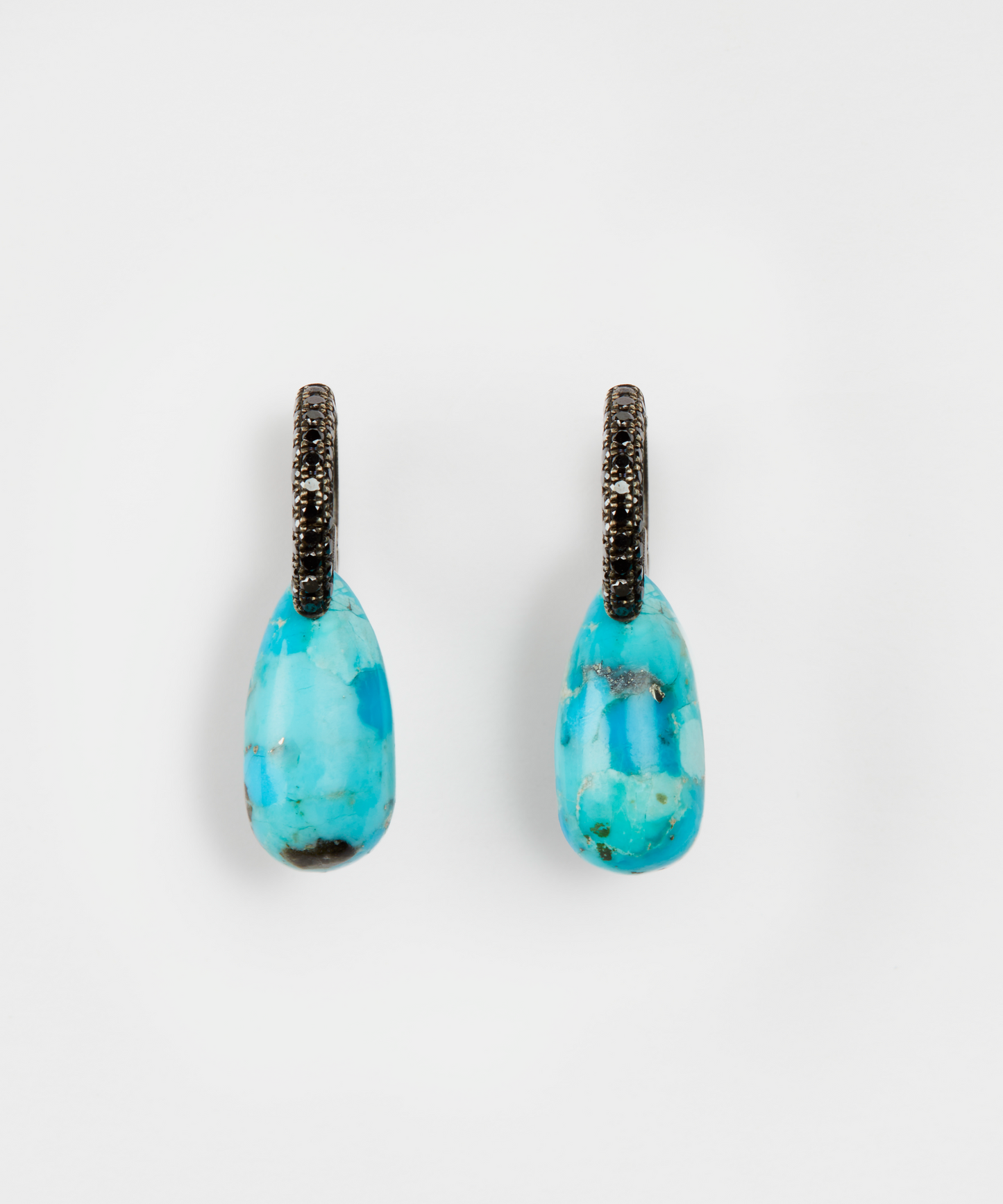 Black and Diamond Turquoise Hoops