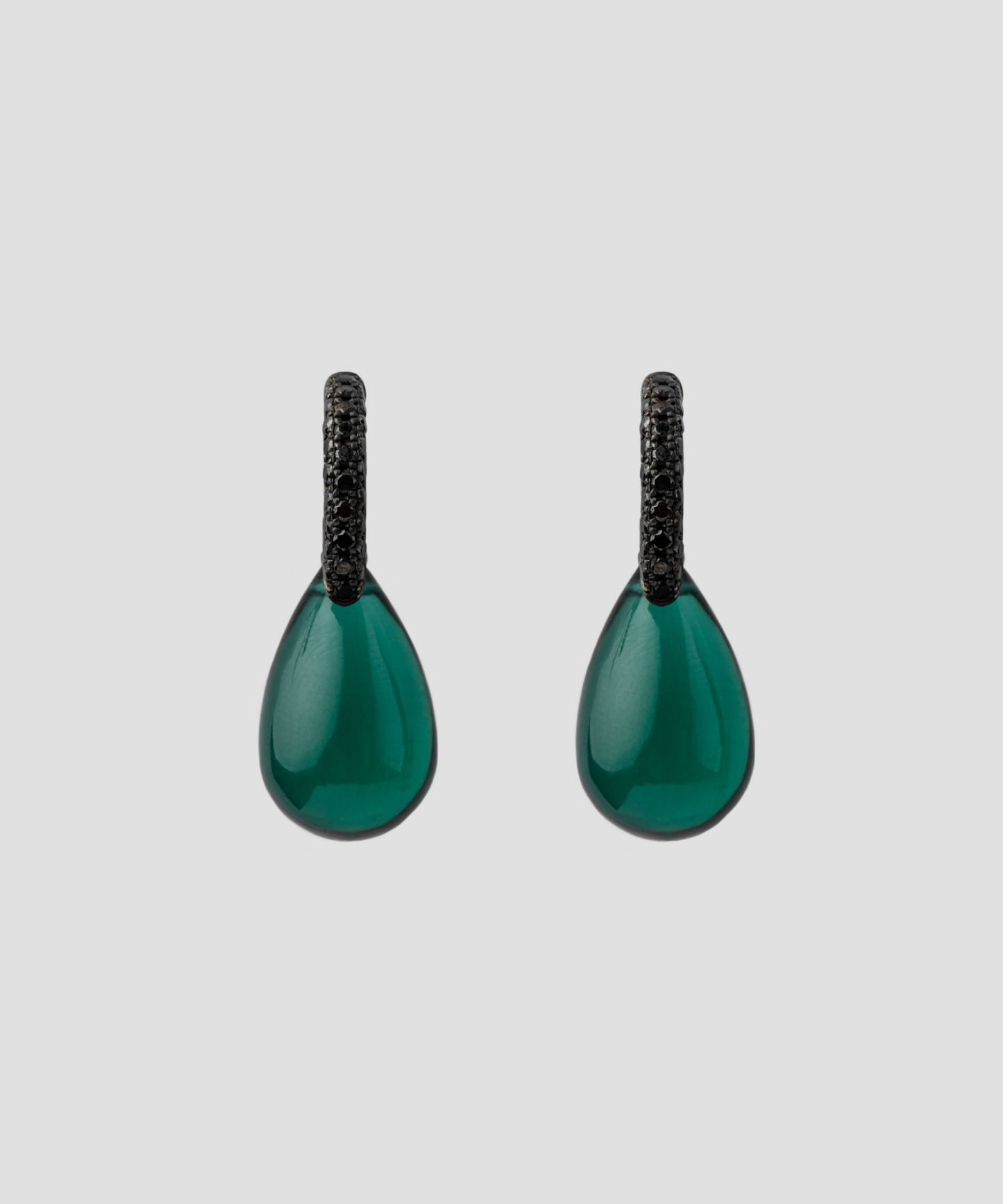 Black Diamond and Green Quartz Earrings