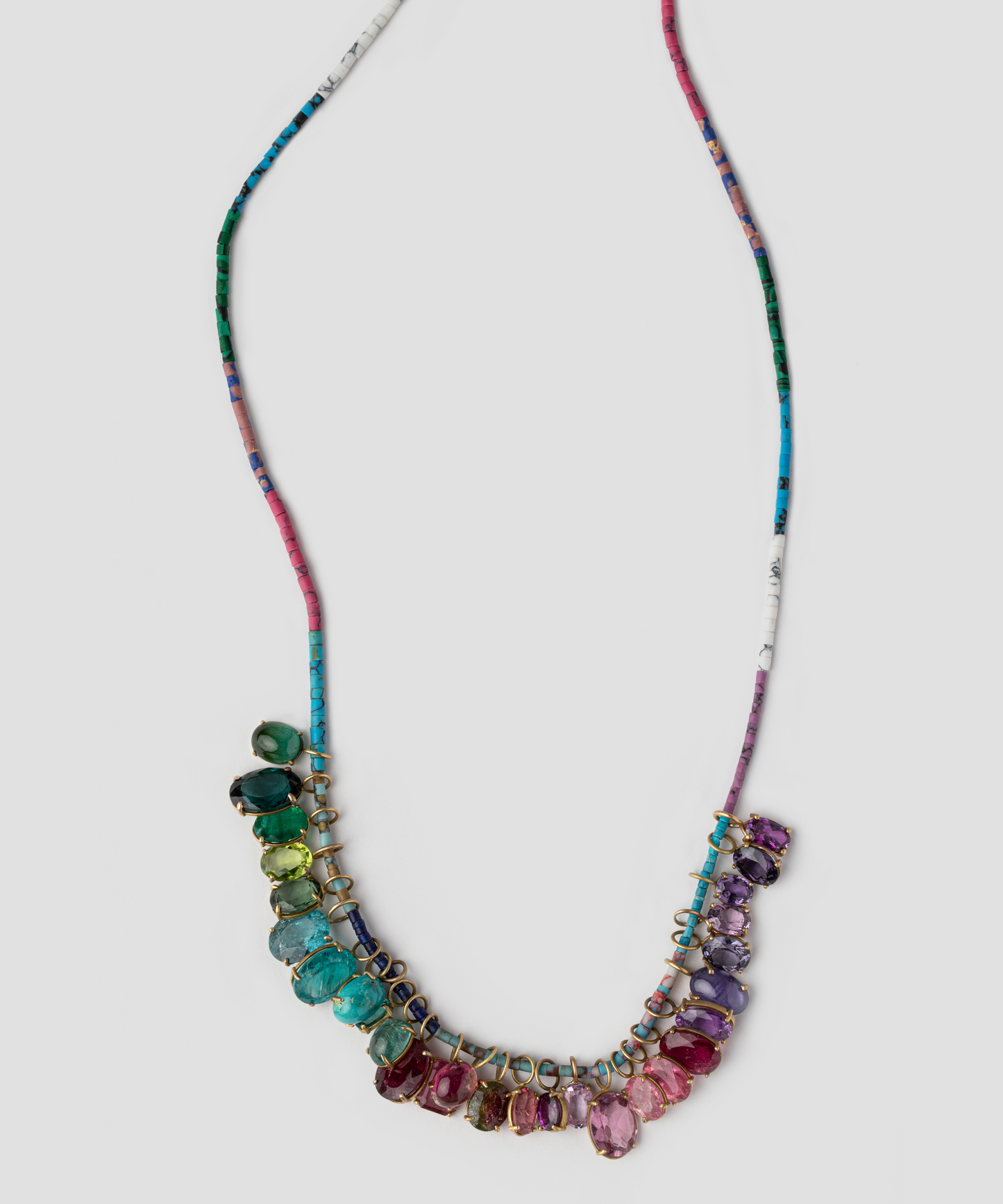 Multi Gem Stones on Multi Beads Necklace