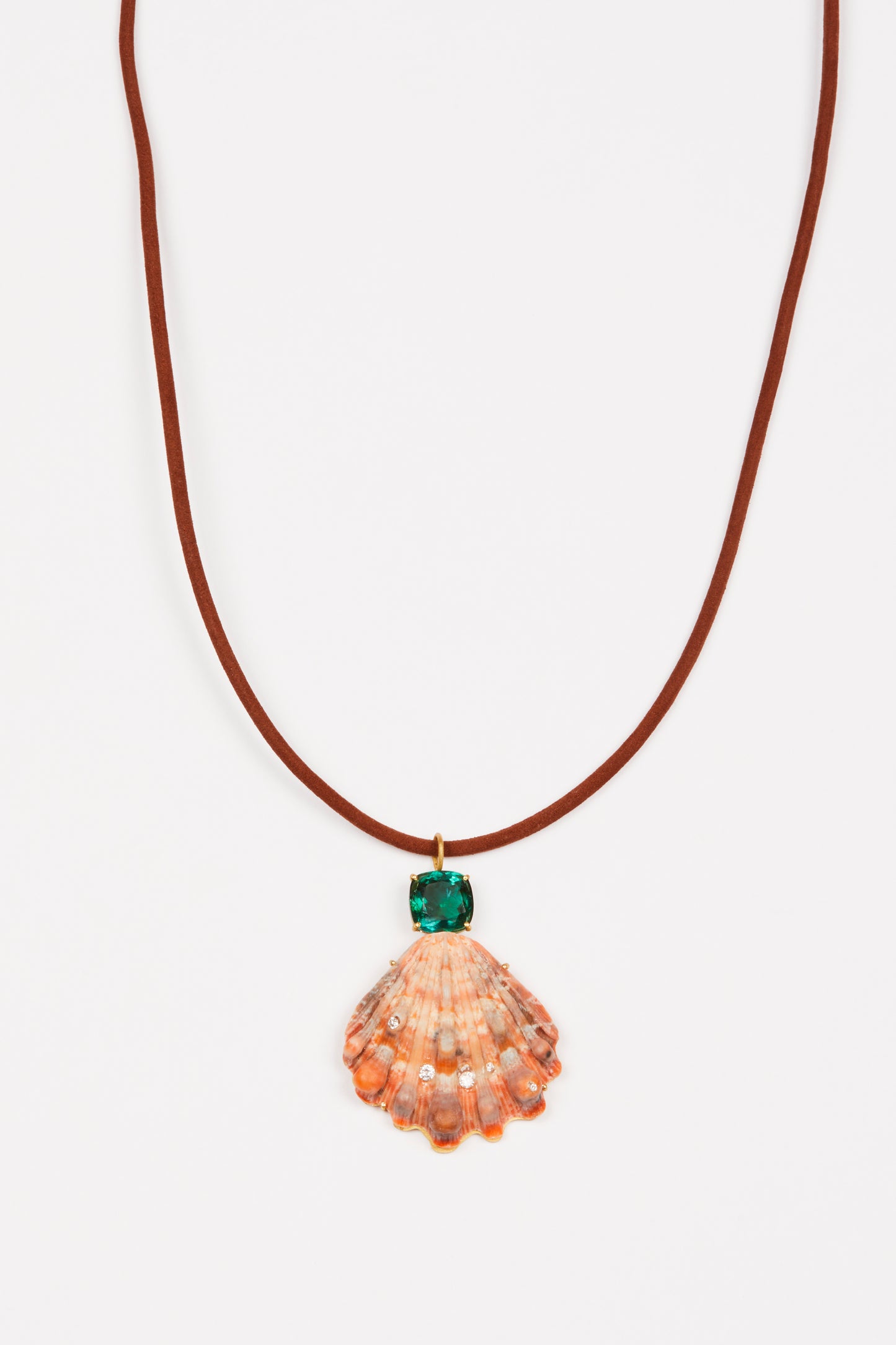 Orange Shell with Green Tourmaline