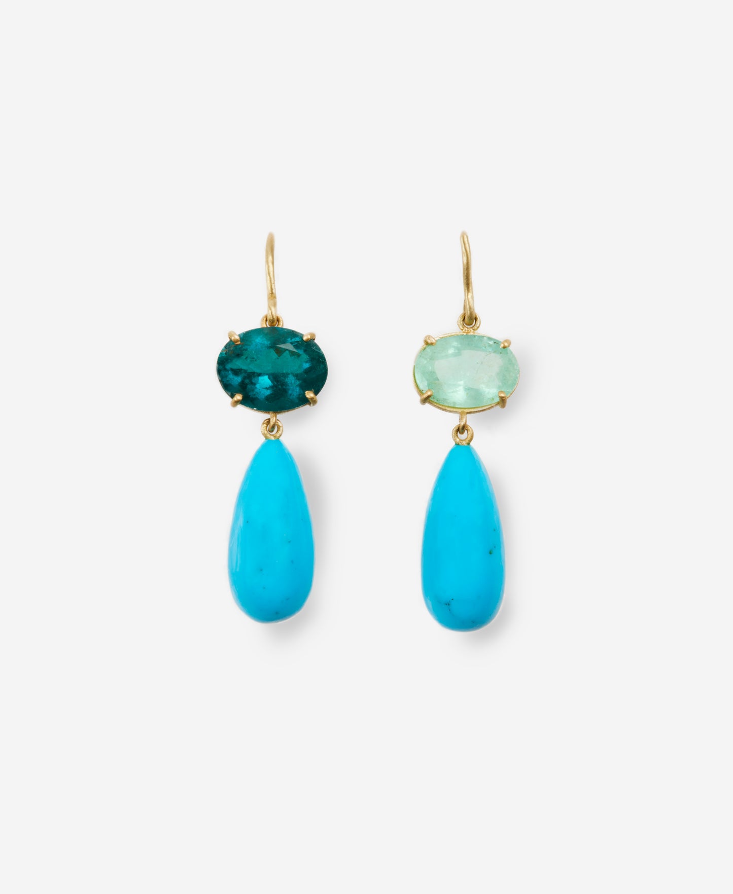 Mismatch Tourmaline and Turquoise Earrings
