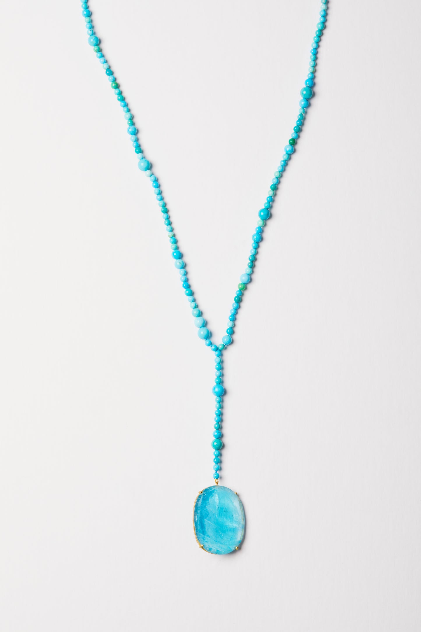 Turquoise Beads with Large Aquamarine Pendant