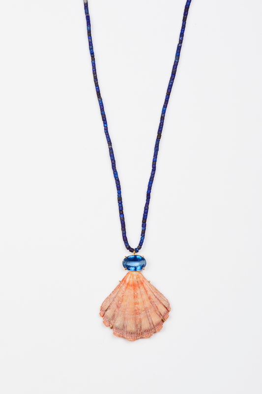 Lapis Beads with Orange Shell and Kyanite