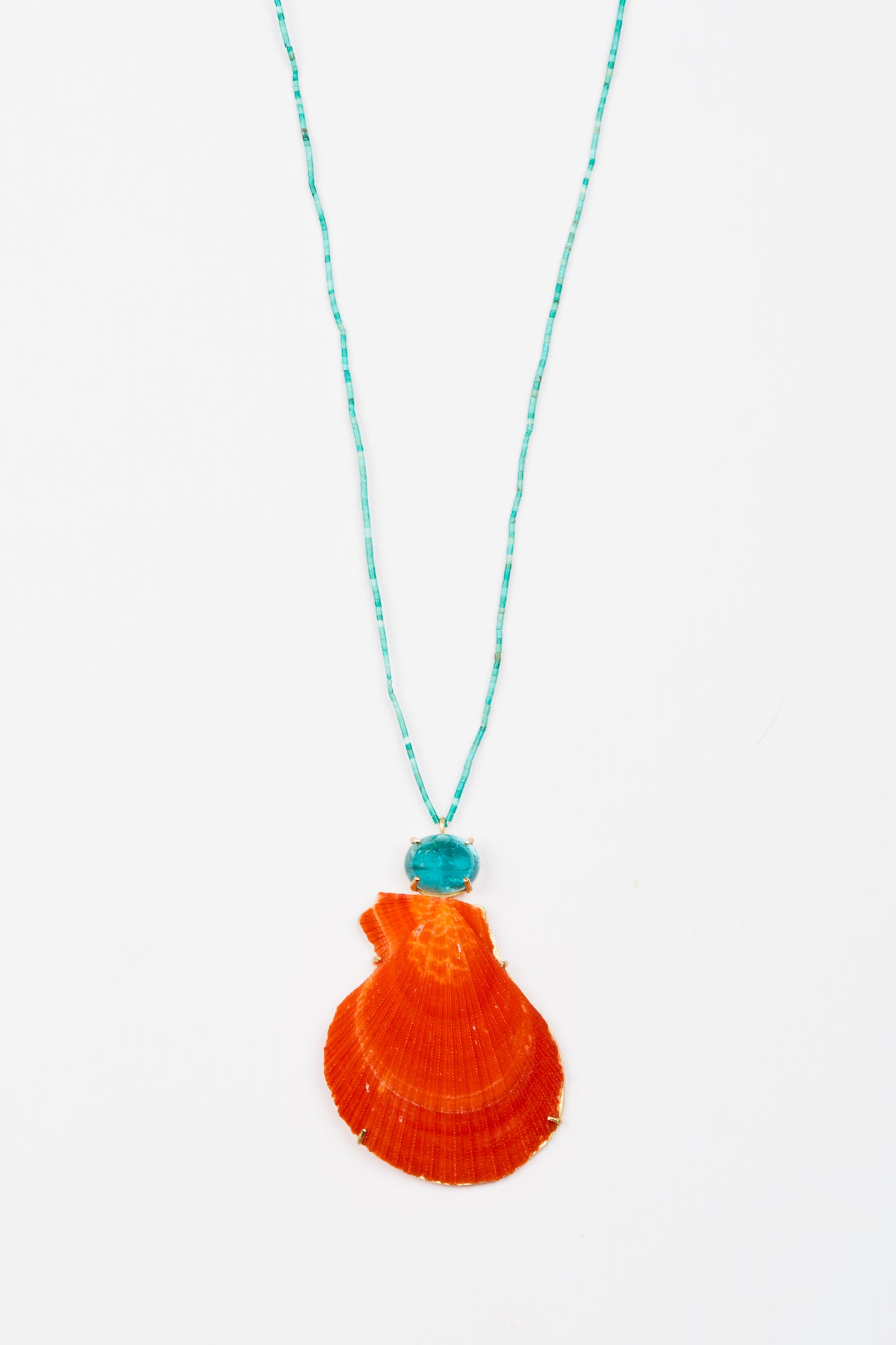 Tiny Turquoise Beads with Orange Shell and Paraiba Tourmaline