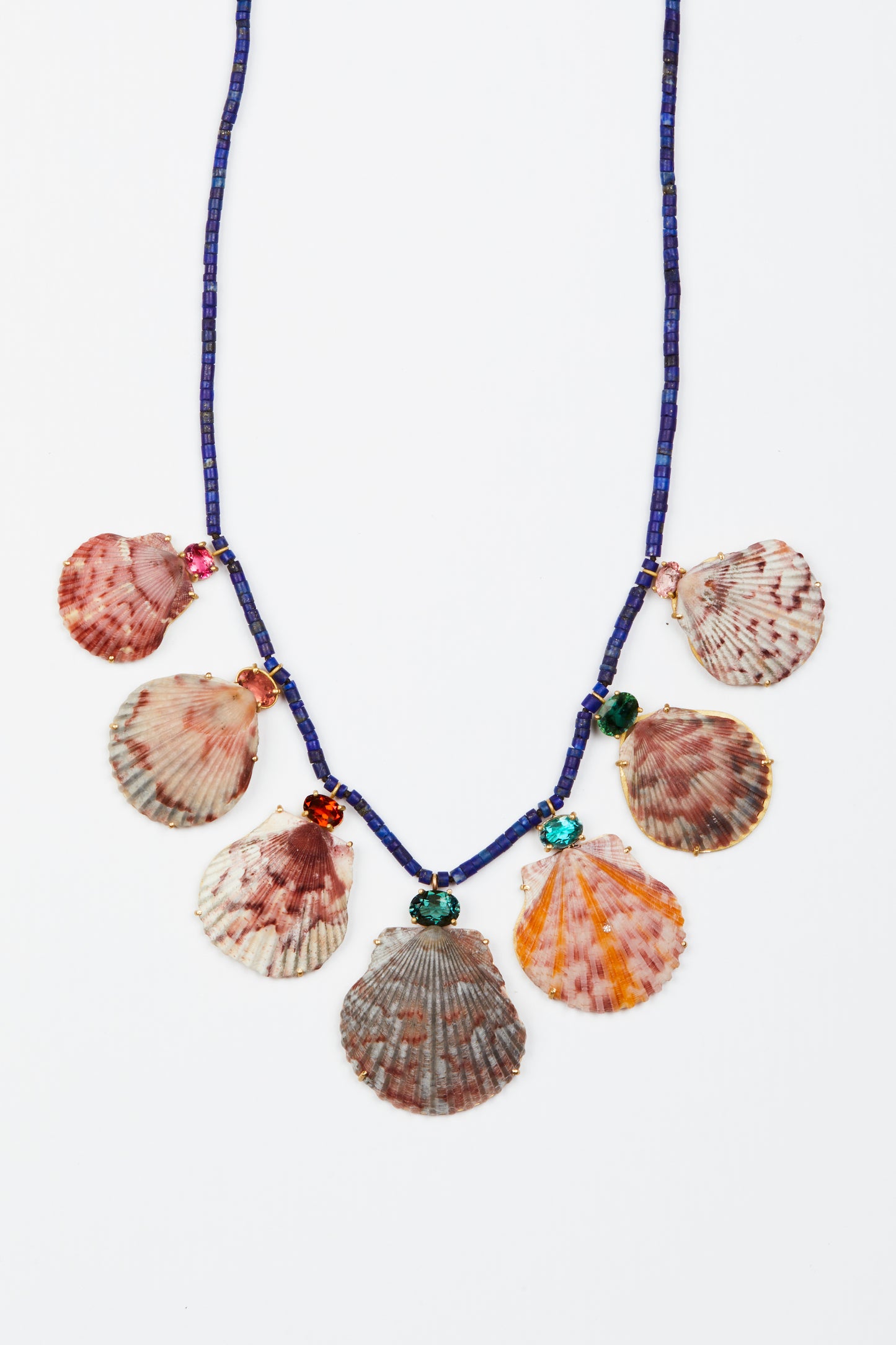 Lapis Beads with Shells and Multi Gems