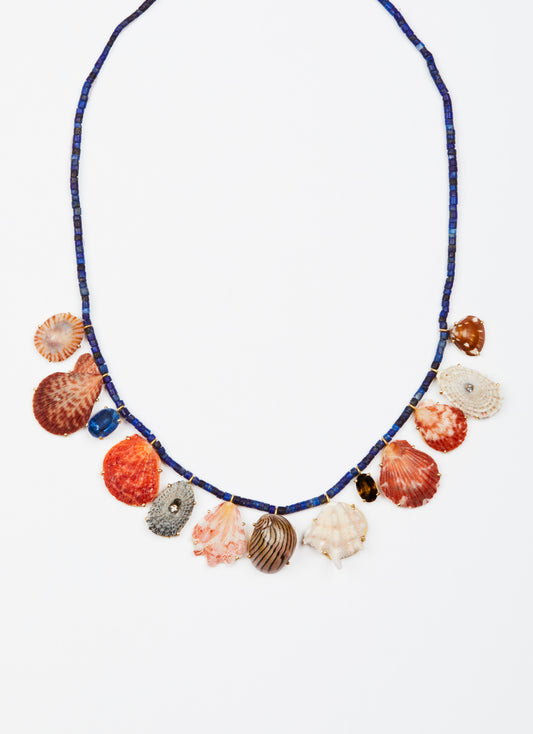 Lapis Beads with Shells, Gems and Diamonds