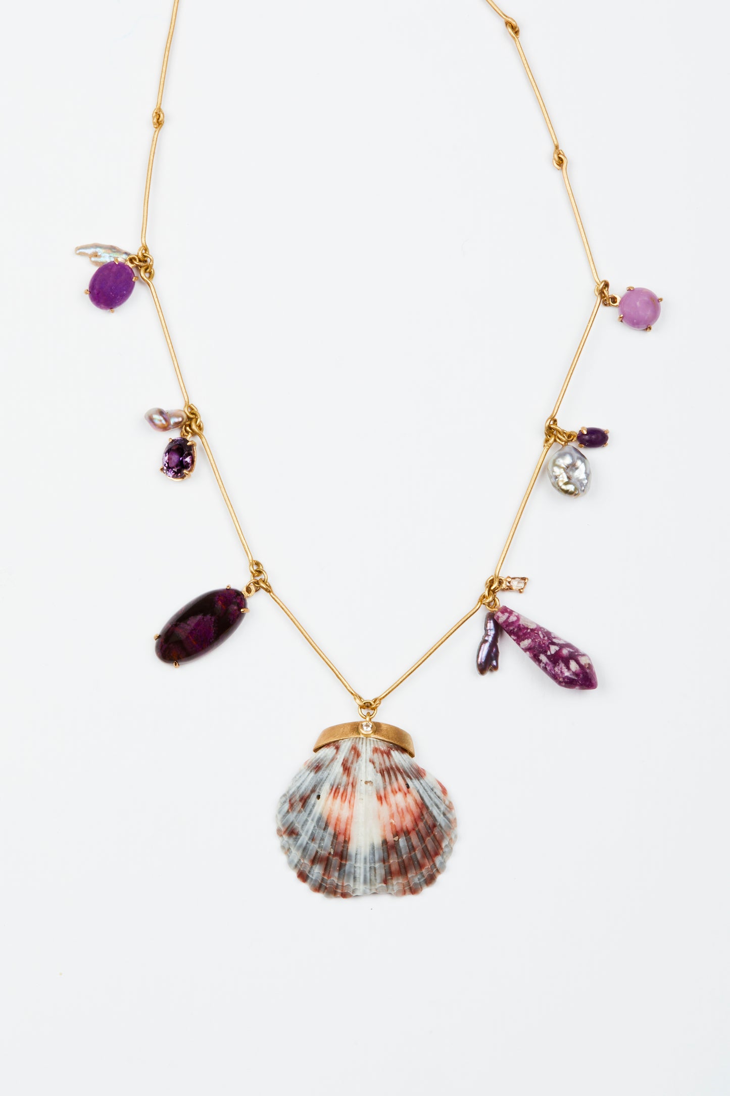 Shell, Gems, Pearls and Diamond Necklace