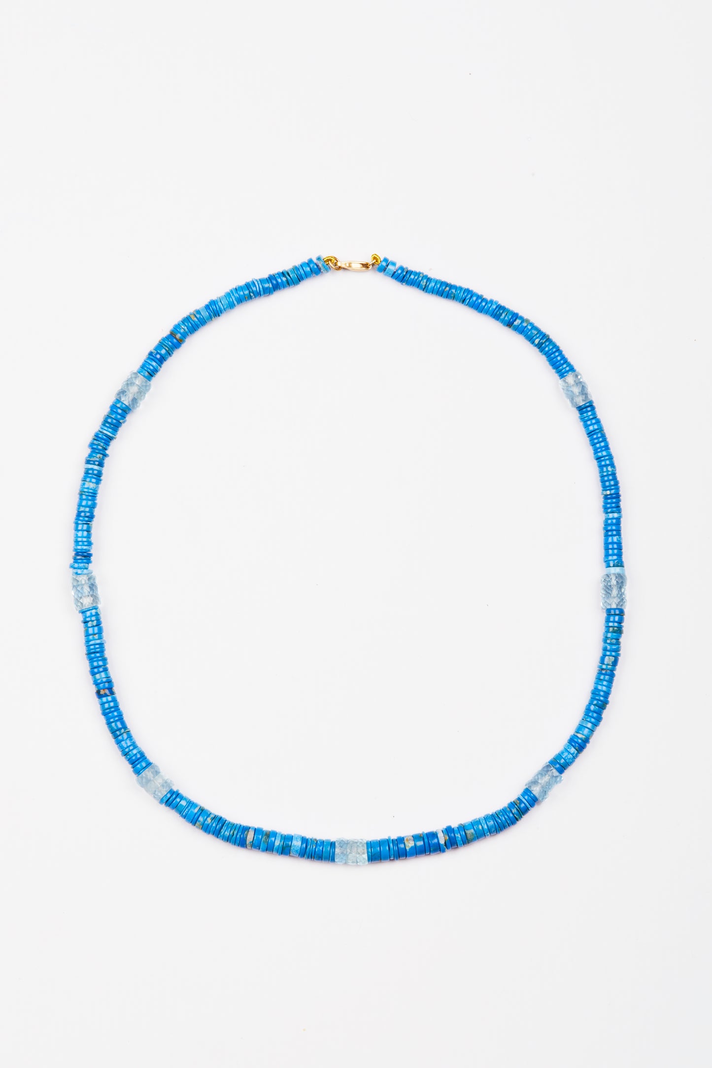 Ceruleite Heishi Beads with Aquamarine