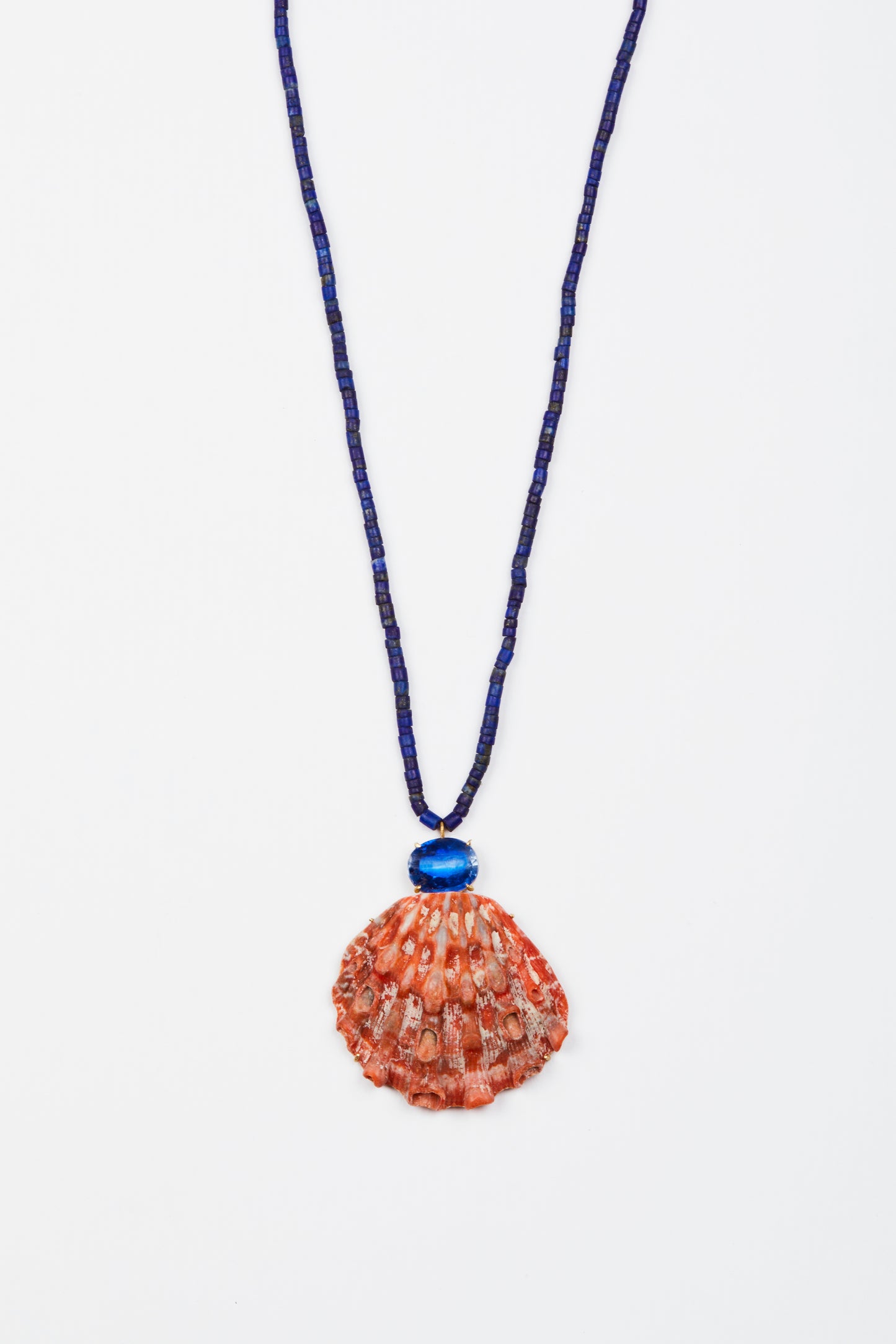 Lapis Beads with Orange Shell and Kyanite