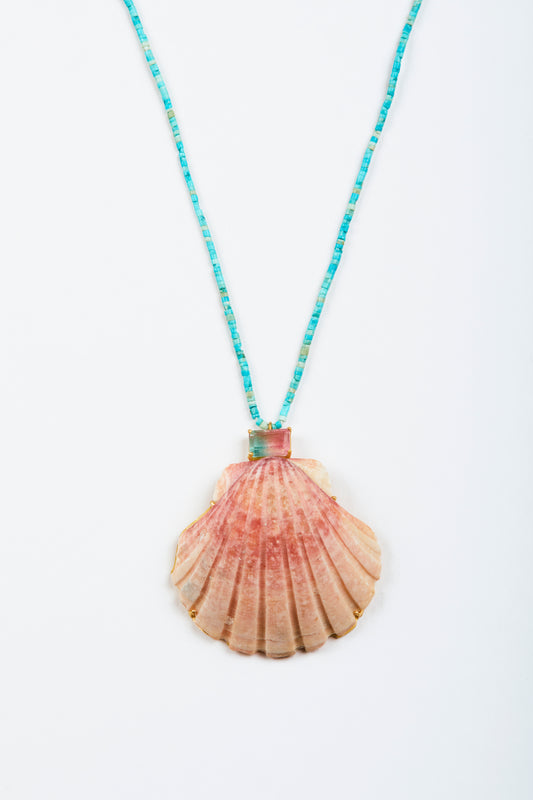 Turquoise Beads with Shell and Watermelon Tourmaline