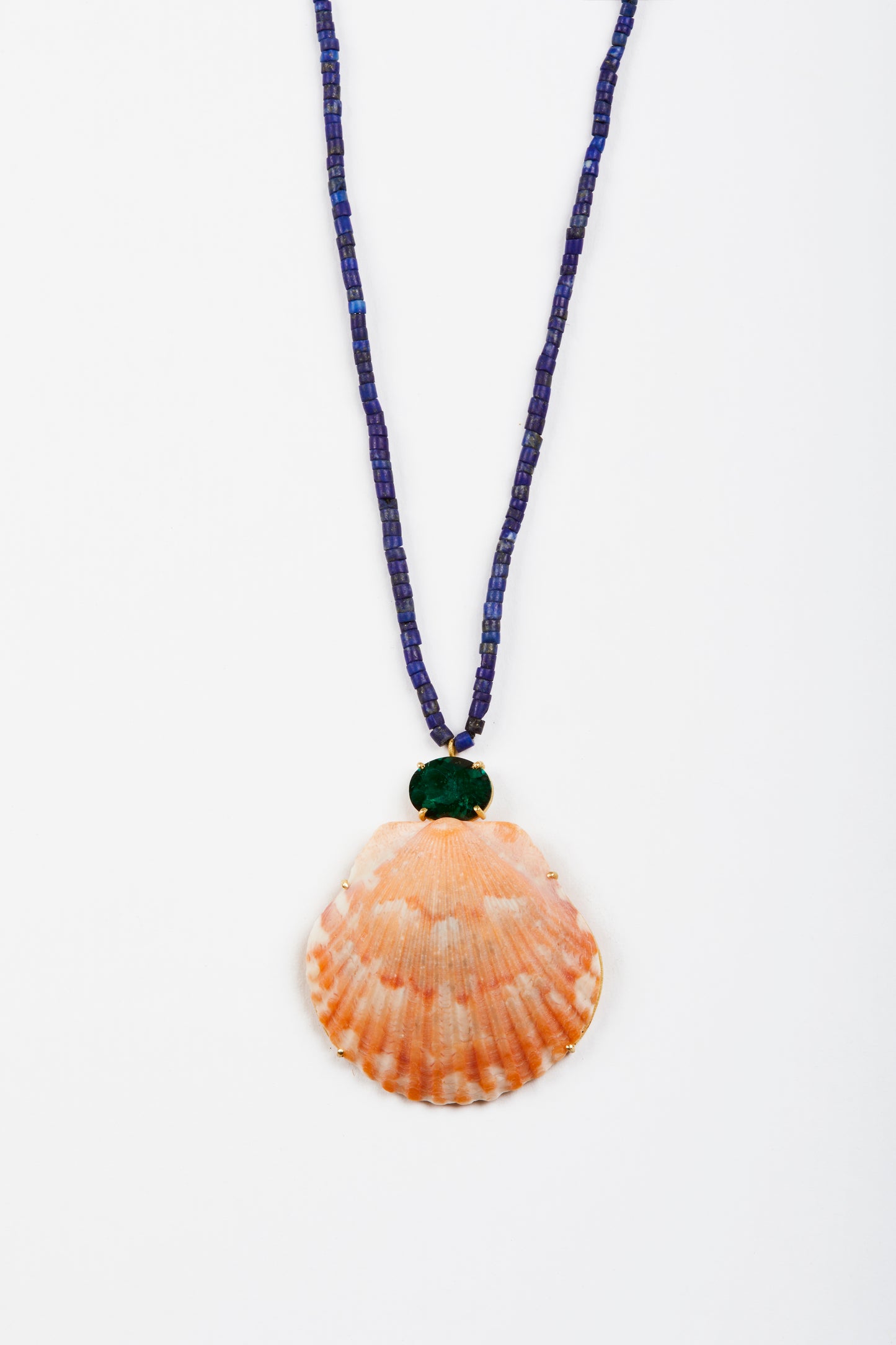 Lapis Beads with Shell and Green Tourmaline