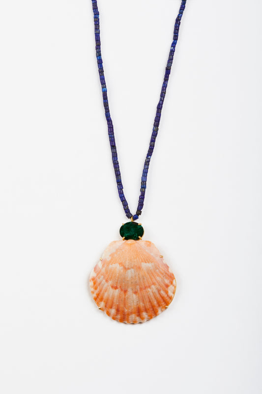 Lapis Beads with Shell and Green Tourmaline