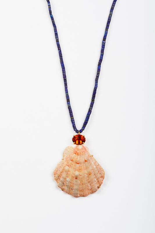 Lapis Beads with Shell and Madeira Citrine