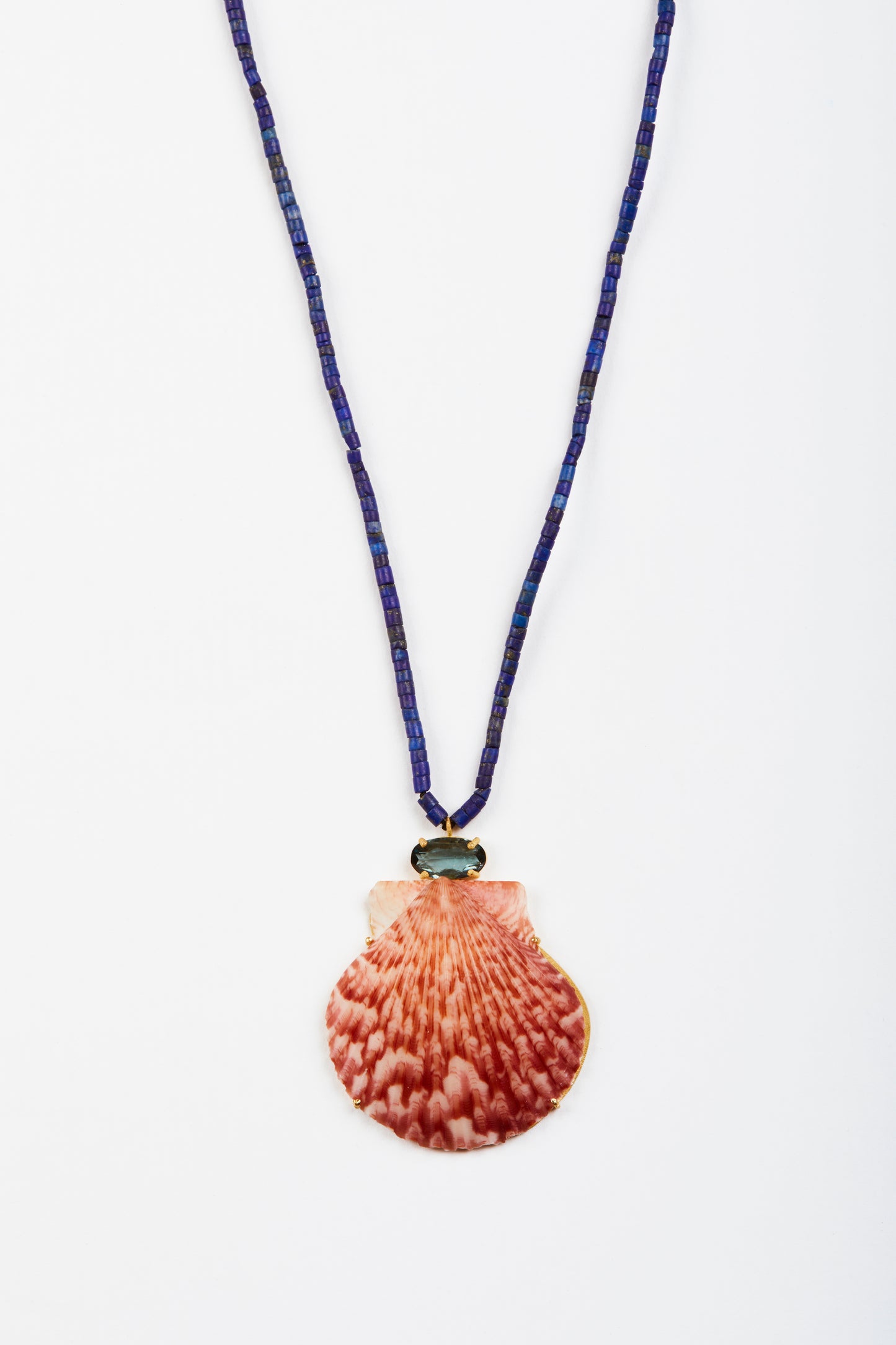 Lapis Beads with Tourmaline and Shell