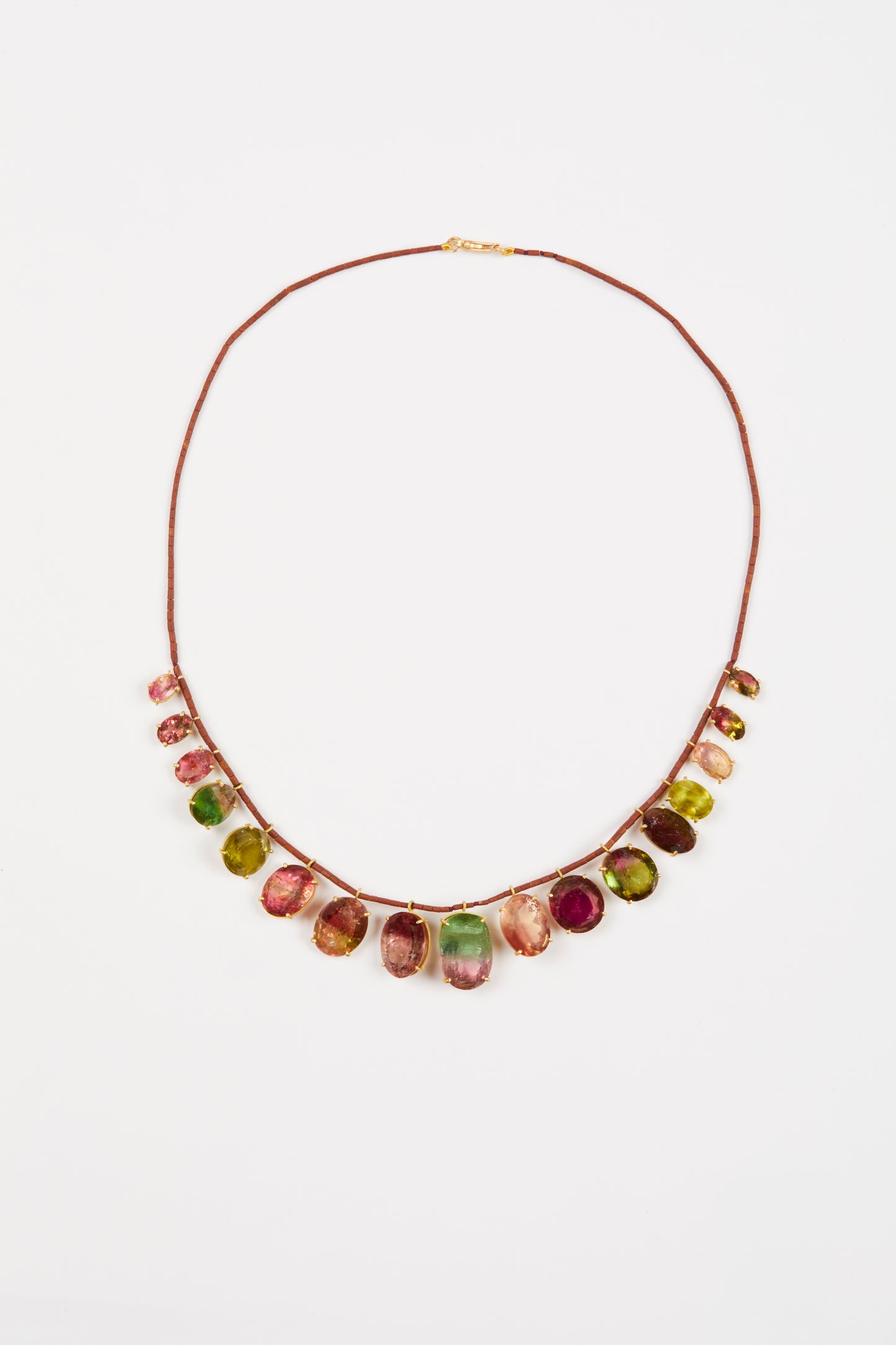 Brown Jade Beads with Bi Color Tourmaline
