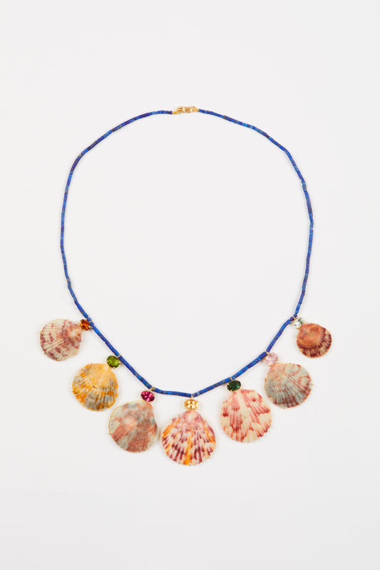 Lapis Beads with Shells and Gems