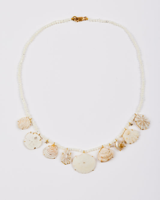 Mother of Pearl Beads with White Shells and Diamonds