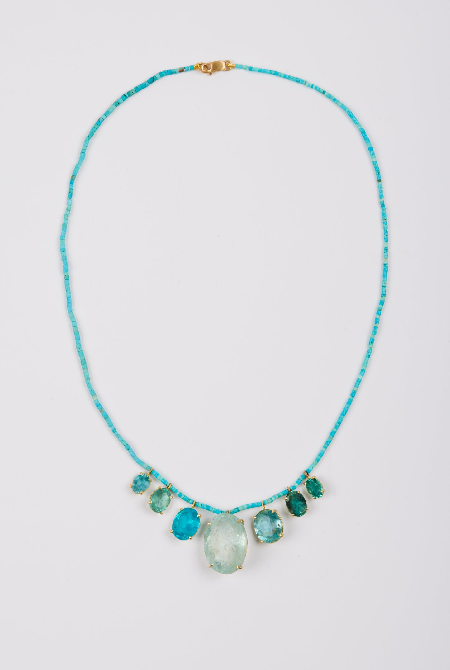 Turquoise Beads with Fluorite, Tourmaline and Aquamarines