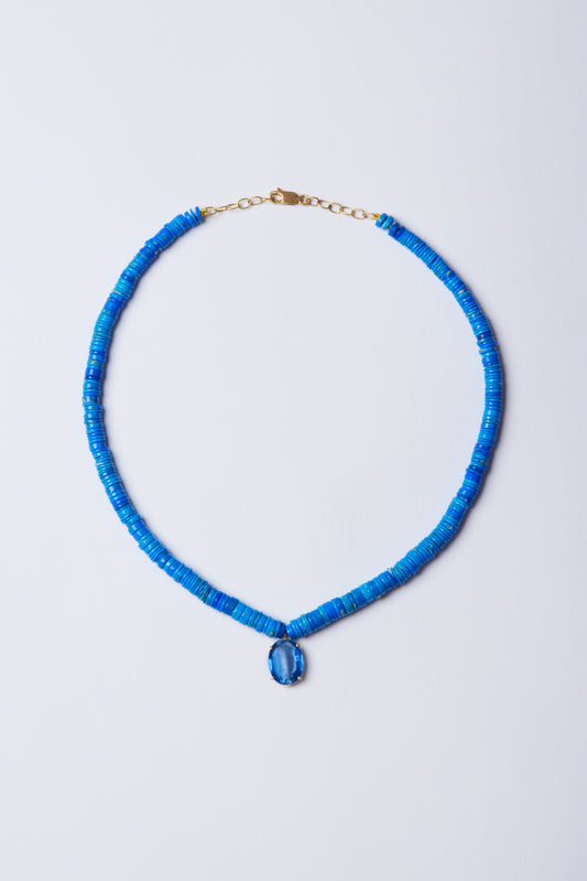 Ceruleite Heishi Beads with Kyanite
