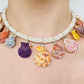 Aquamarines and Rare Shells on Pearl Embroidered Choker