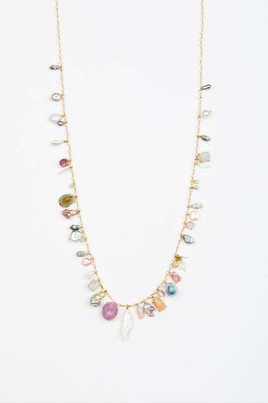 Pearl Chain with Pearls, Diamonds and Shell