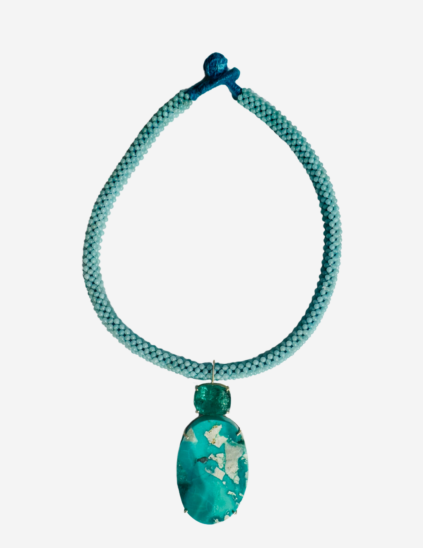 Amazonite Embroidered Choker with Tourmaline and Armenian Turquoise