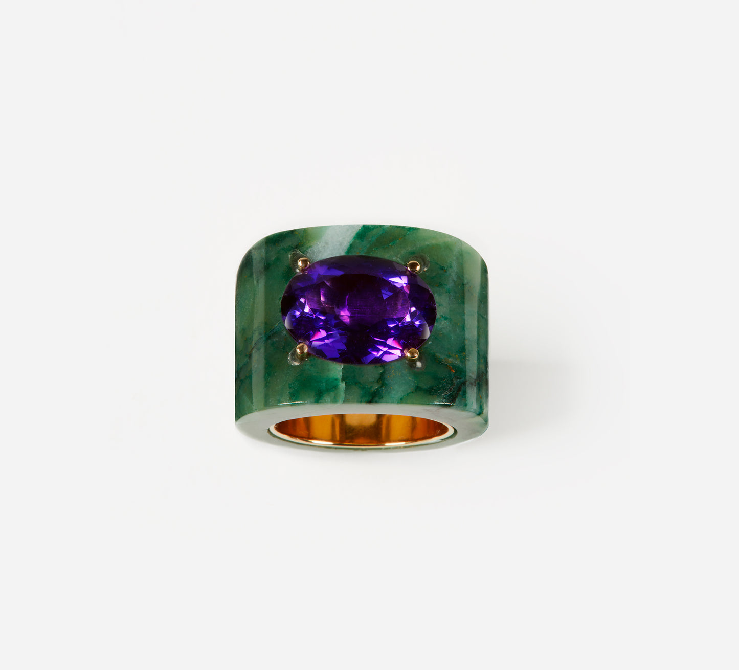 Brazilian Jade and Amethyst Ring