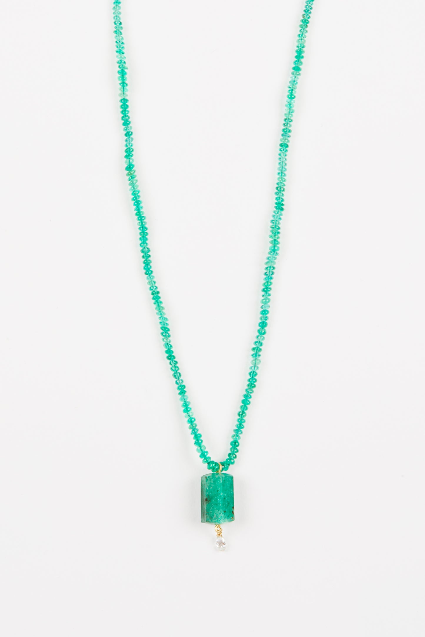 Emerald Beads with Emerald and Diamond Briolette