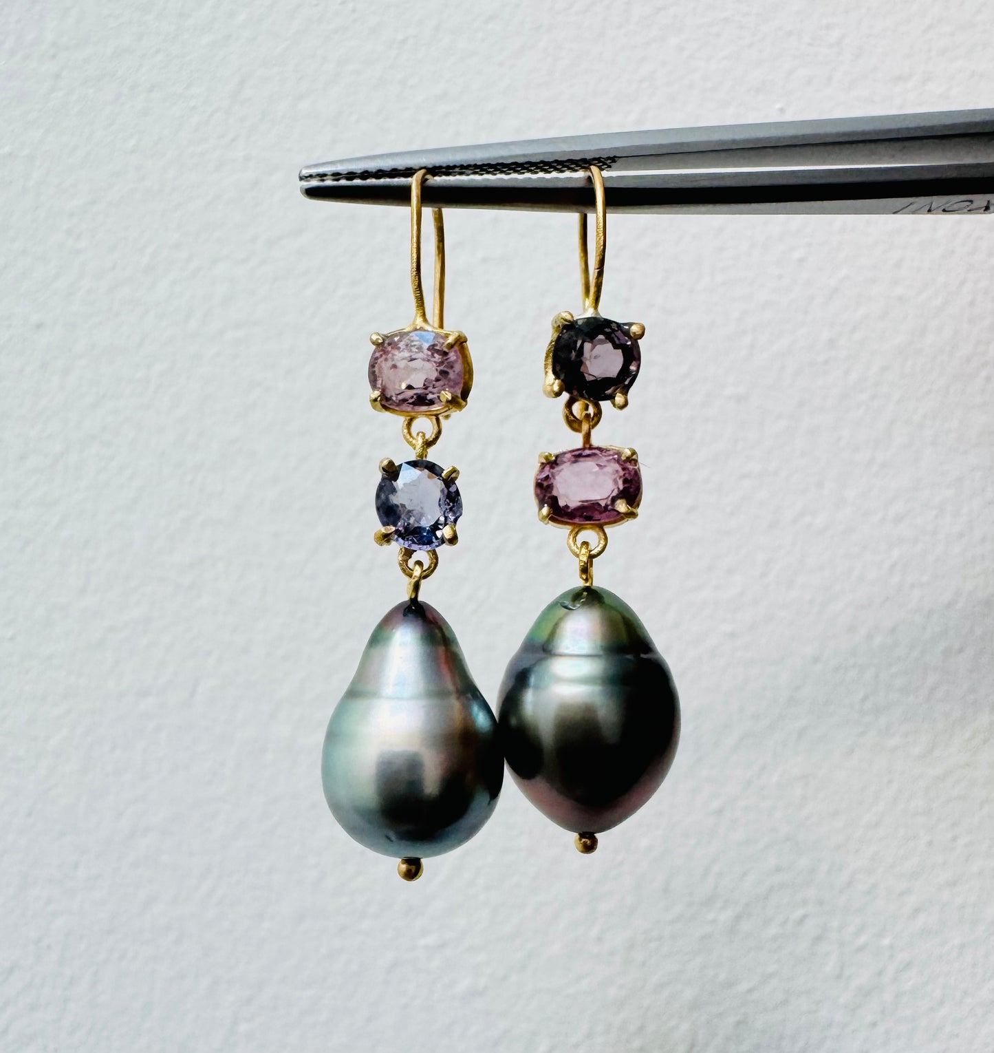 Tahitian Keshi Pearls with Spinel Earrings