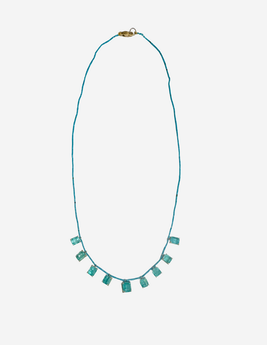 Tiny Turquoise Beads with Emeralds
