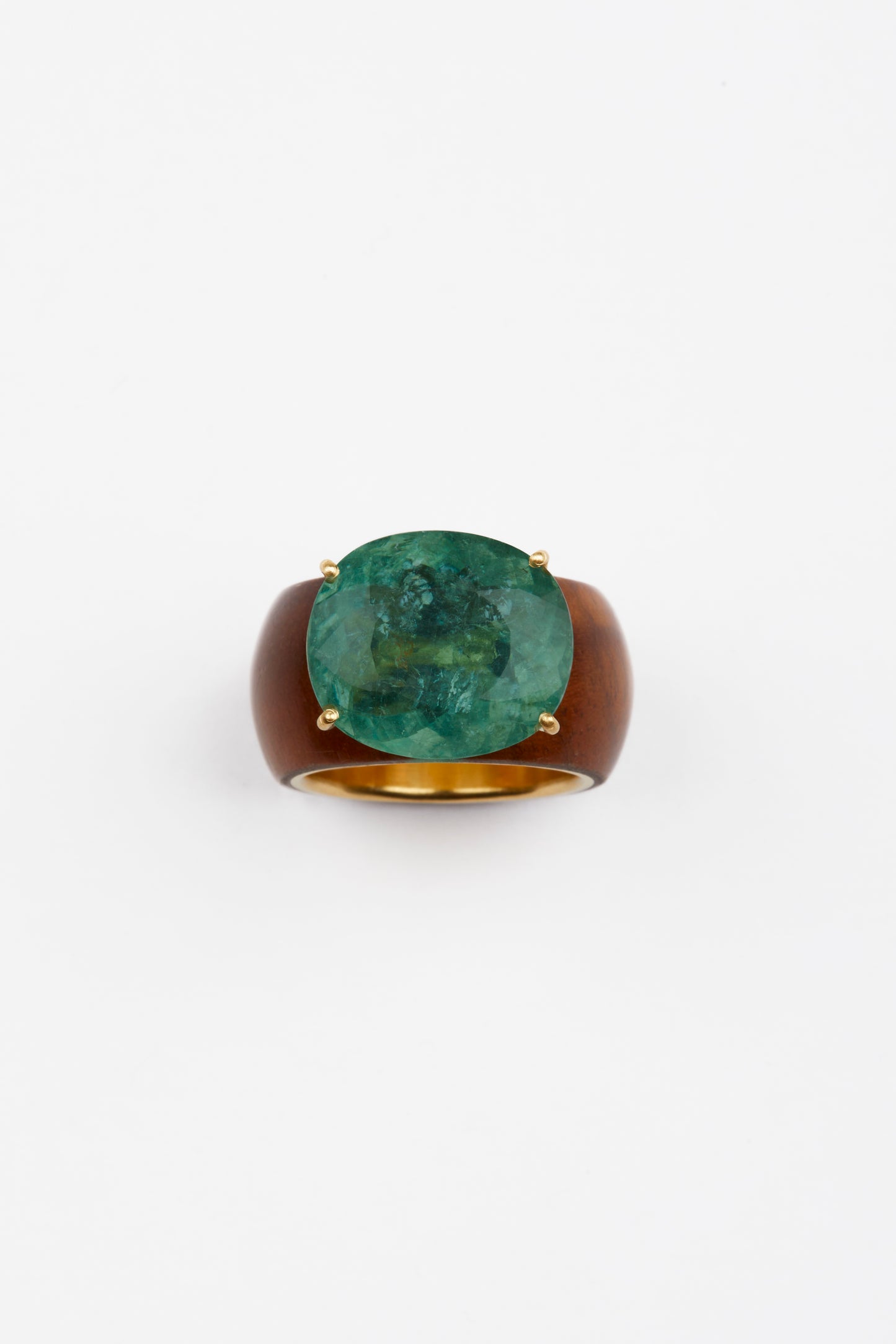 Wood Ring with Tourmaline