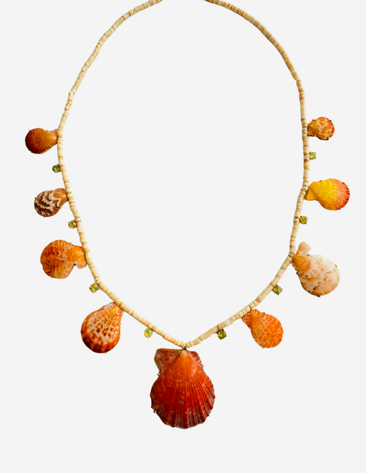 Orange Shells with Sphene on Shell Beads