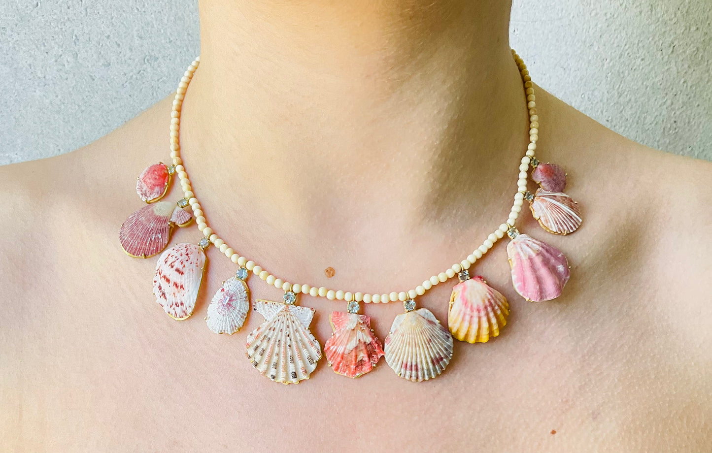 Wooly Mammoth Beads with Shells and Aquamarine