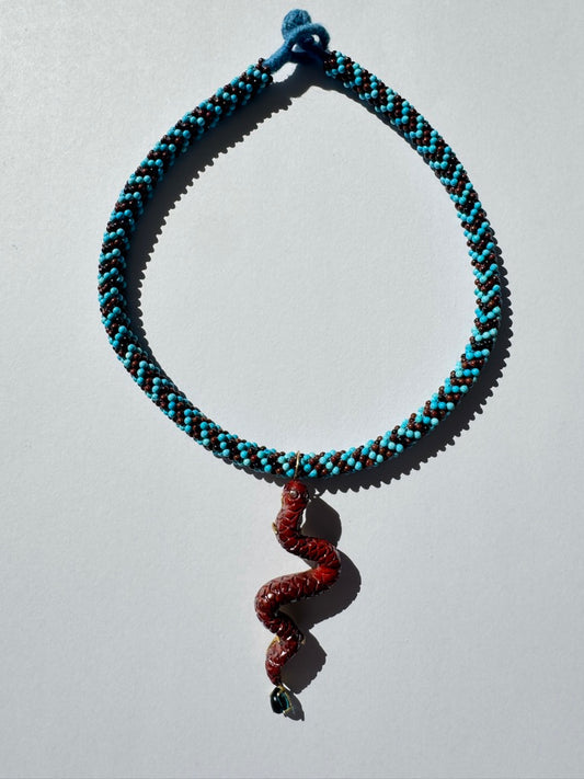 Turquoise and Jasper Cord with Jasper Snake