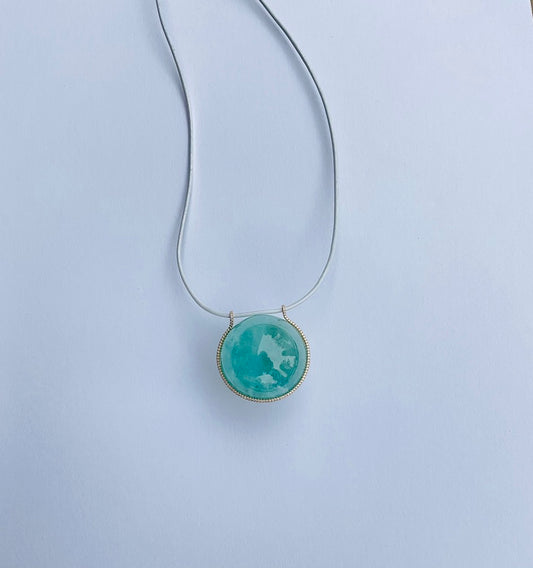 Aquamarine Healing Sphere with Diamonds set in Yellow Gold.