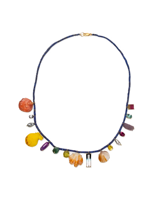 Lapis Beads with Multi Gems, Shells and Tahitian Keshi Pearls