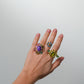 Sujilite Ring with Diamonds and Bi Color Tourmaline