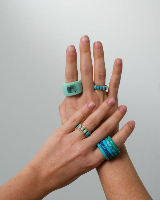 Turquoise Stack Ring with Gold Liner