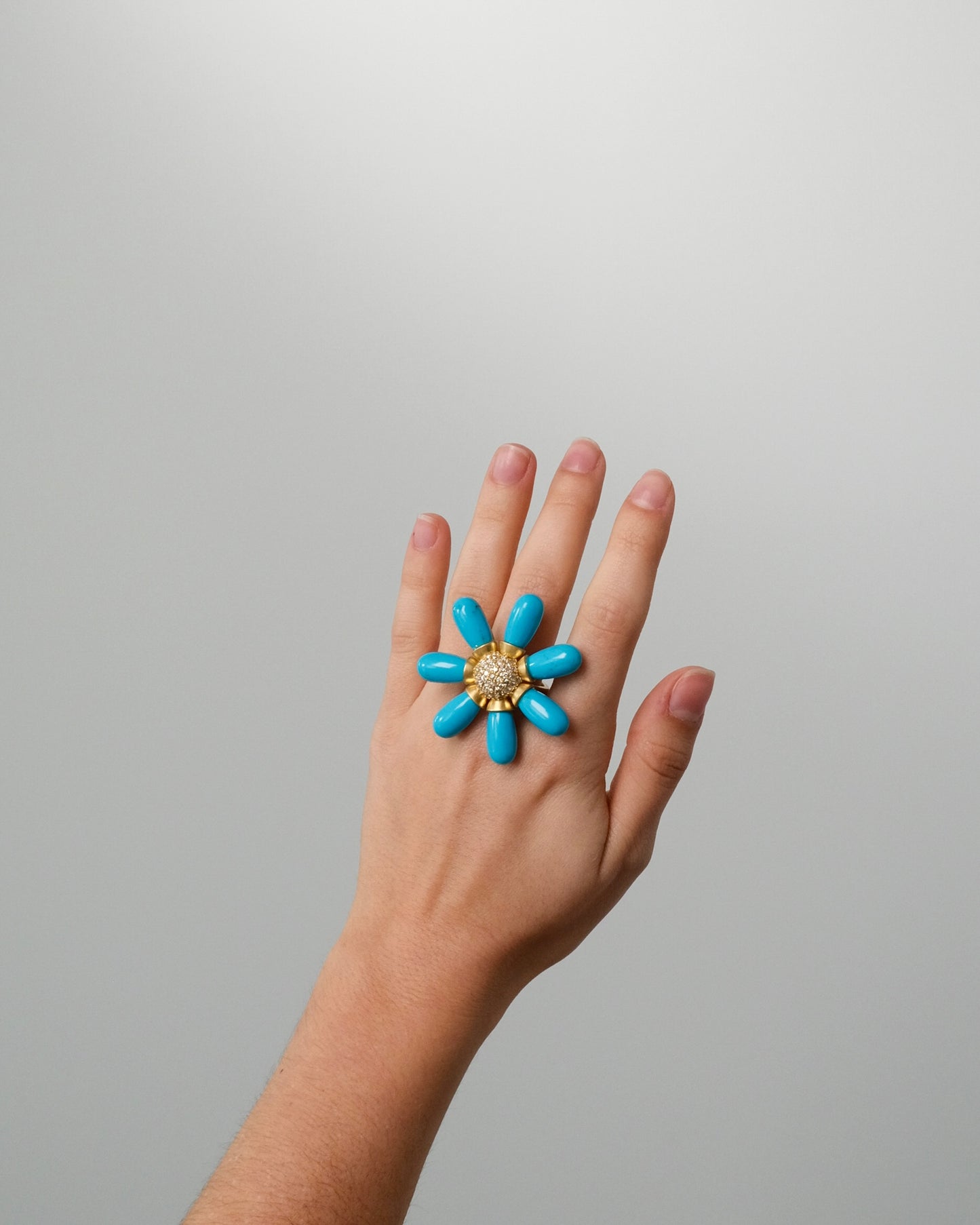 Turquoise Flower with Diamonds