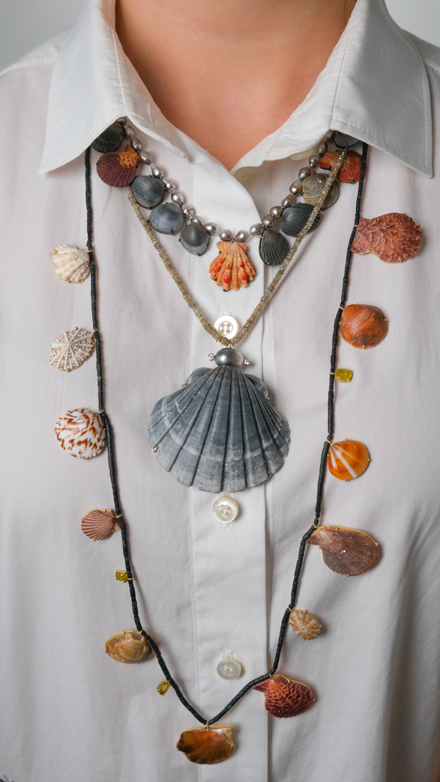 Tahitian Keshi Pearls, Diamonds with Shells