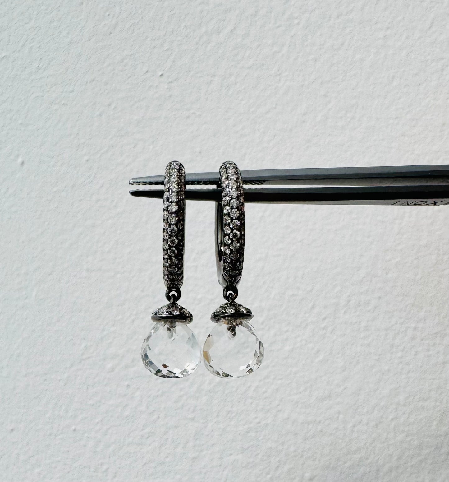 Black Diamond Hoops with Crystal Tabeez