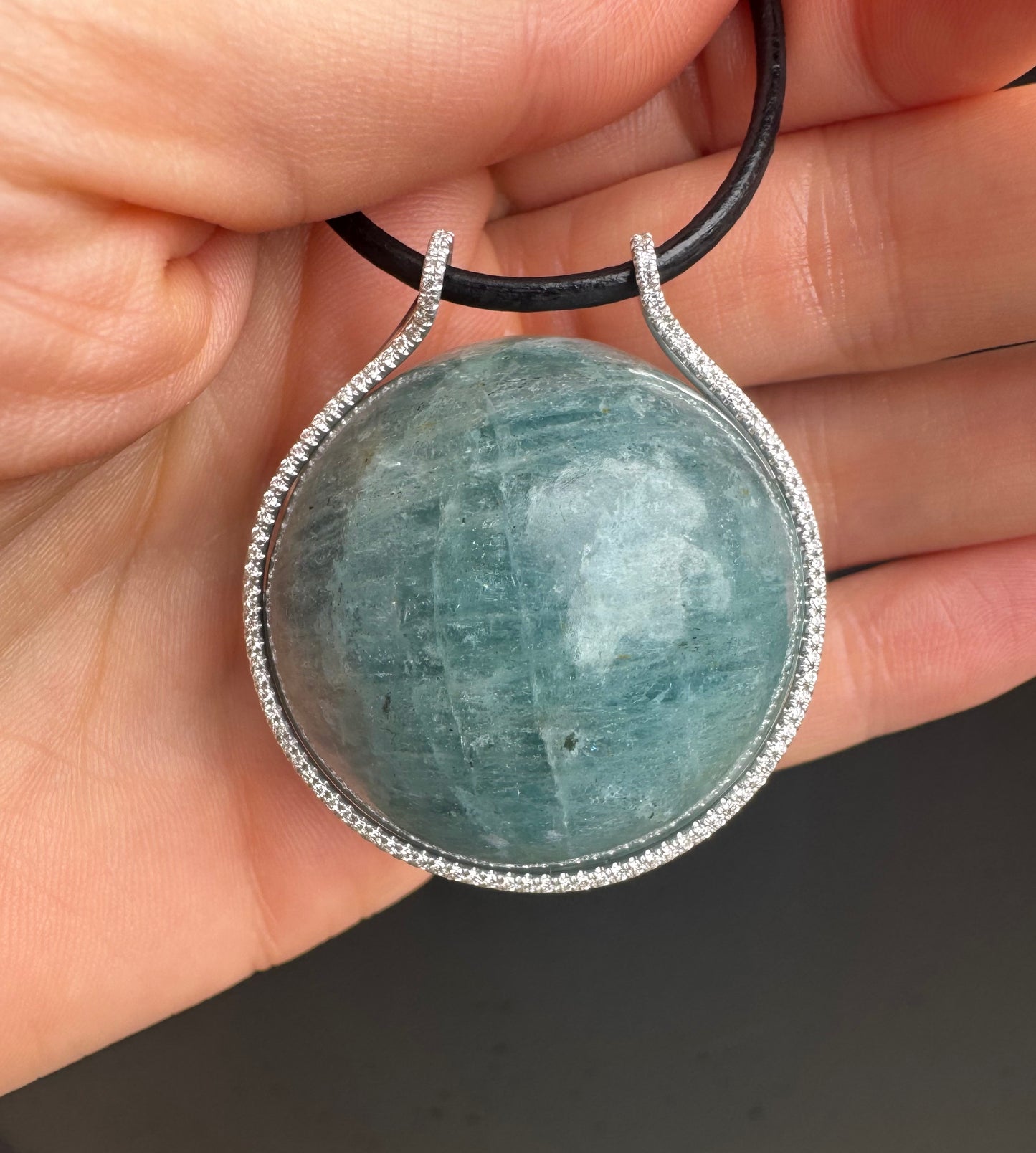 Aquamarine Healing Sphere with Diamonds