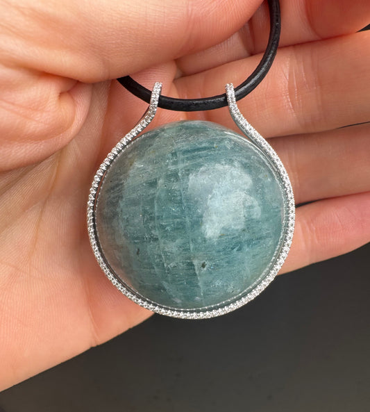 Aquamarine Healing Sphere with Diamonds