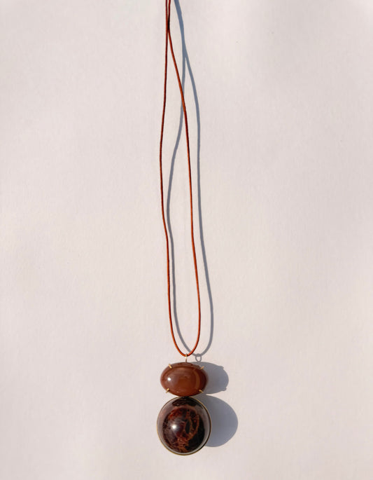 Garnet Healing Sphere and Moonstone Necklace